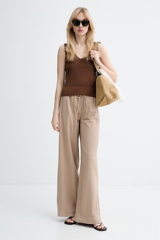 Marc O'Polo pantaloni wide leg da donna con misto lino 5000013133 beige SS26
