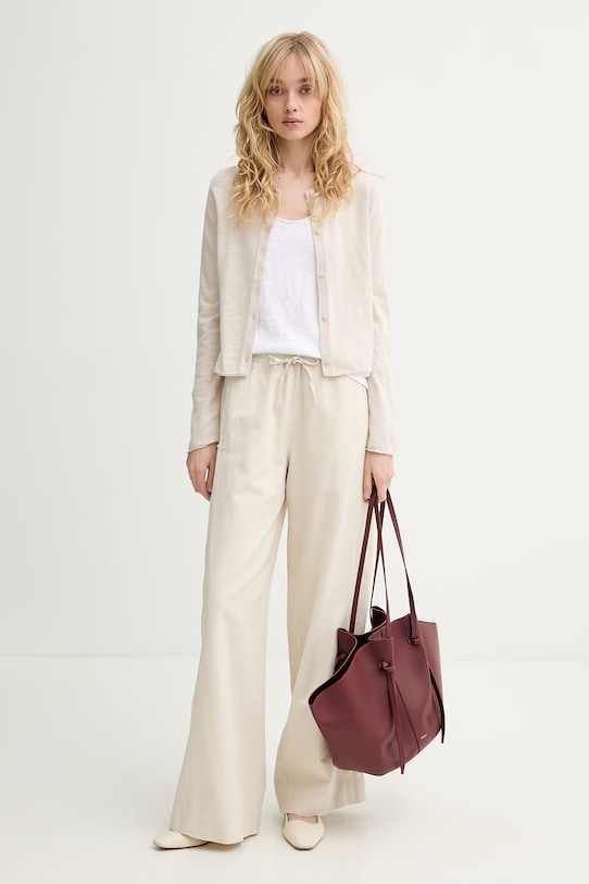 Marc O'Polo spodnie damskie z lnem 5000013166 beżowy SS26