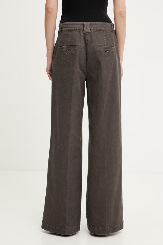 Odzież Marc O'Polo spodnie wide leg damskie bawełniane z elastanem 5000013197 brązowy