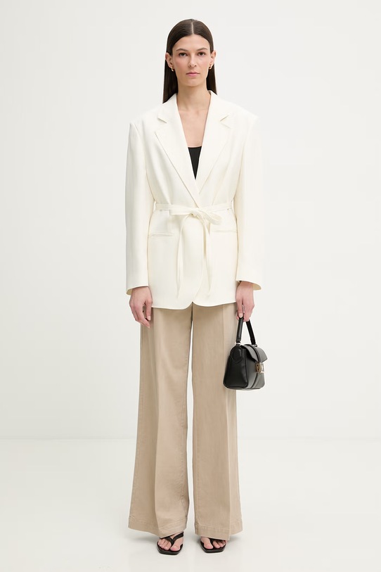 Marc O'Polo spodnie wide leg damskie bawełniane 5000013203 beżowy SS26