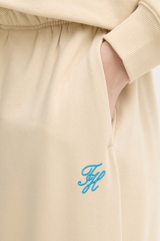 Tommy Hilfiger spodnie dresowe damskie z bawełną beżowy WW0WW49706