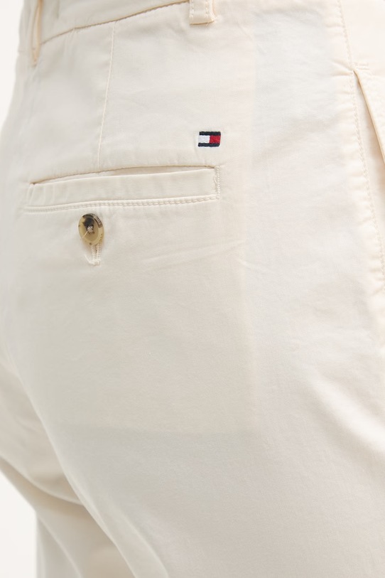 Tommy Hilfiger Nohavice dámske s bavlnou béžová WW0WW49647