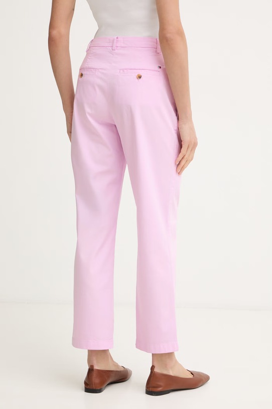 Îmbrăcăminte Tommy Hilfiger pantaloni pentru femei, cu bumbac WW0WW49647 roz
