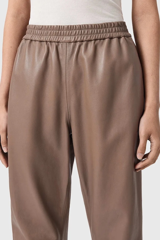 AllSaints spodnie skórzane JEN brązowy W064TE