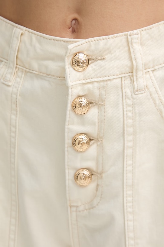 Gaudi nohavice wide leg dámske bavlnené béžová 611BD25013