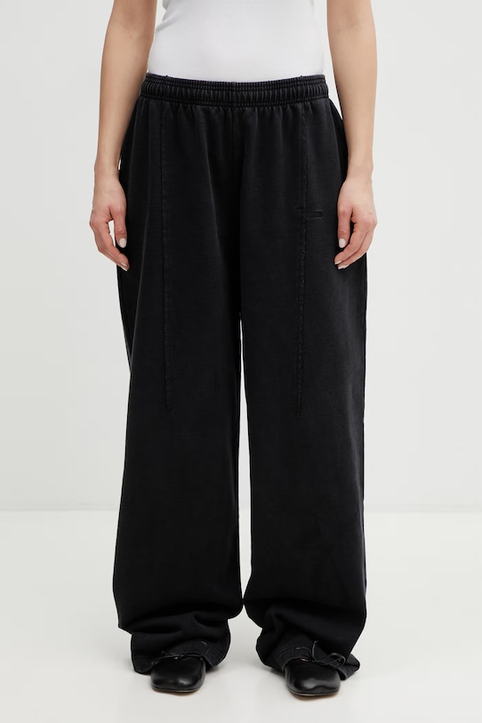 VETEMENTS spodnie dresowe bawełniane gładkie czarny ME76SP204B