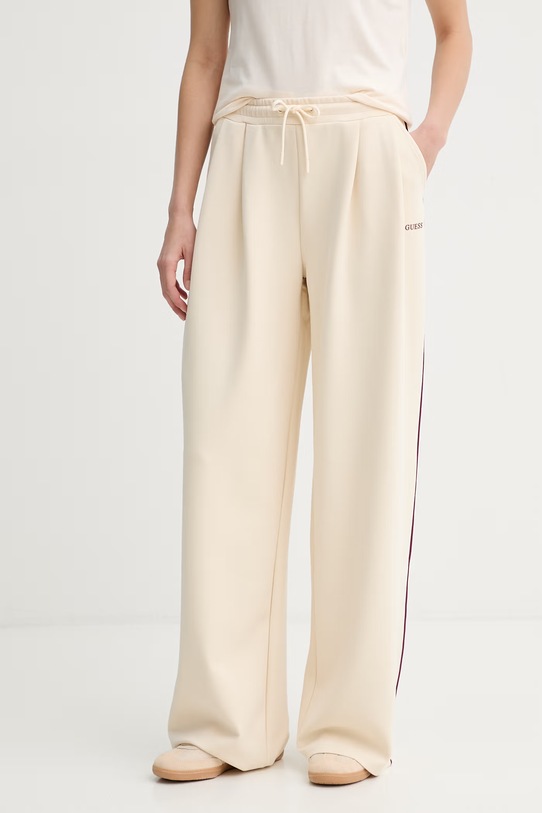 Guess spodnie dresowe damskie JASMINE beżowy V6GB01.K2914