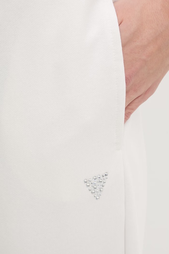 Guess spodnie dresowe damskie z bawełną SILVY biały V6GB11.K3095