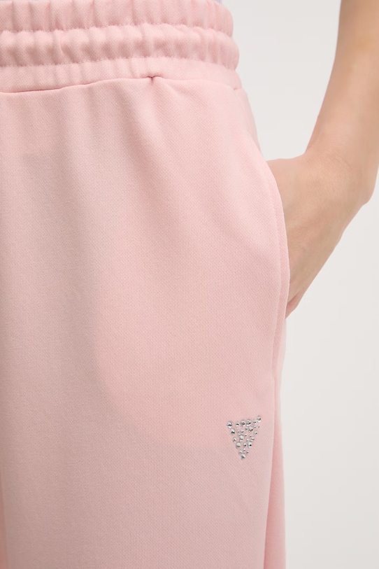 Guess spodnie dresowe damskie z bawełną SILVY różowy V6GB11.K3095