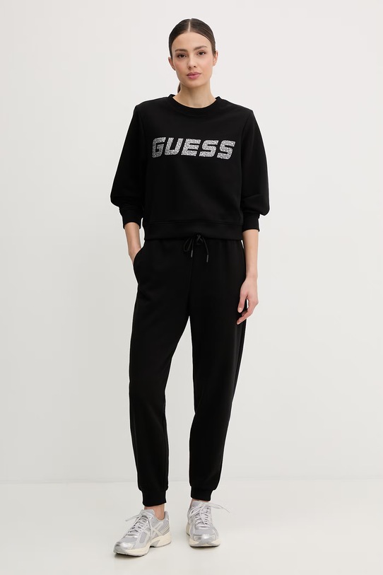Guess spodnie dresowe damskie z bawełną SILVY V6GB11.K3095 czarny SS26