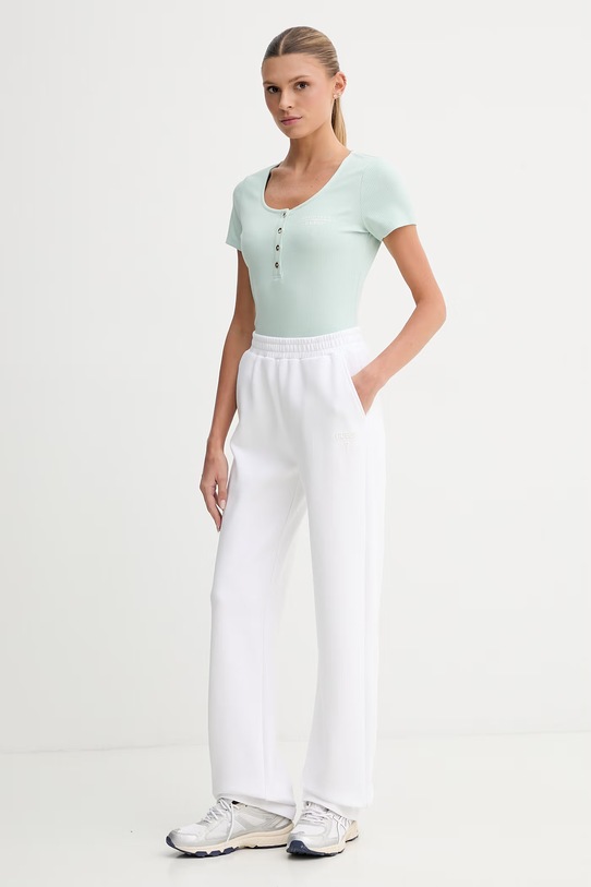 Guess Παντελόνι επίσημο γυναικείο βαμβακερό HABI V6GB12.K3161 λευκό SS26