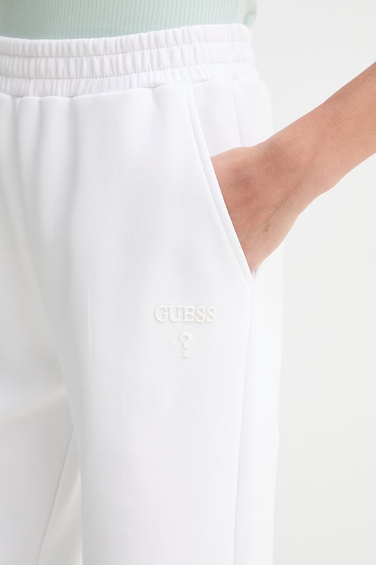 Guess Παντελόνι επίσημο γυναικείο βαμβακερό HABI λευκό V6GB12.K3161