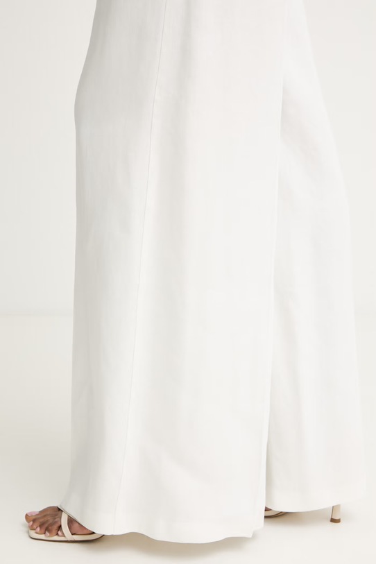 Elisabetta Franchi Spodnie damskie z lnem beżowy PA12762E2