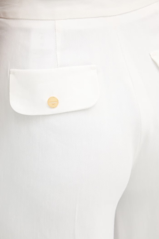 Elisabetta Franchi spodnie garniturowe damskie lniane beżowy PA17962E2