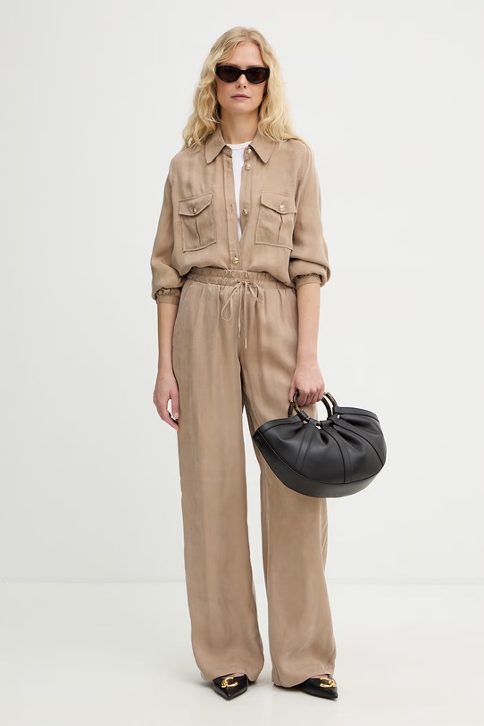 Guess spodnie damskie z lyocellem DALIA W6GB07.W1781 beżowy SS26