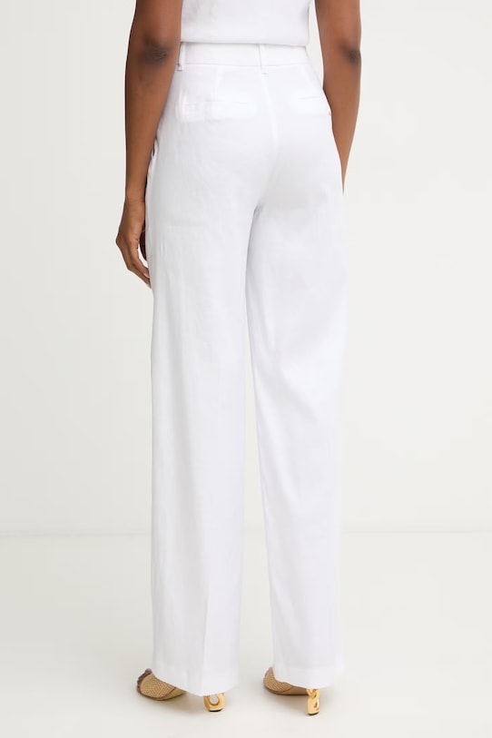 Ρούχα Guess παντελόνι ίσιο γυναικείο με λινό CARLA W6GB43.W2840 λευκό