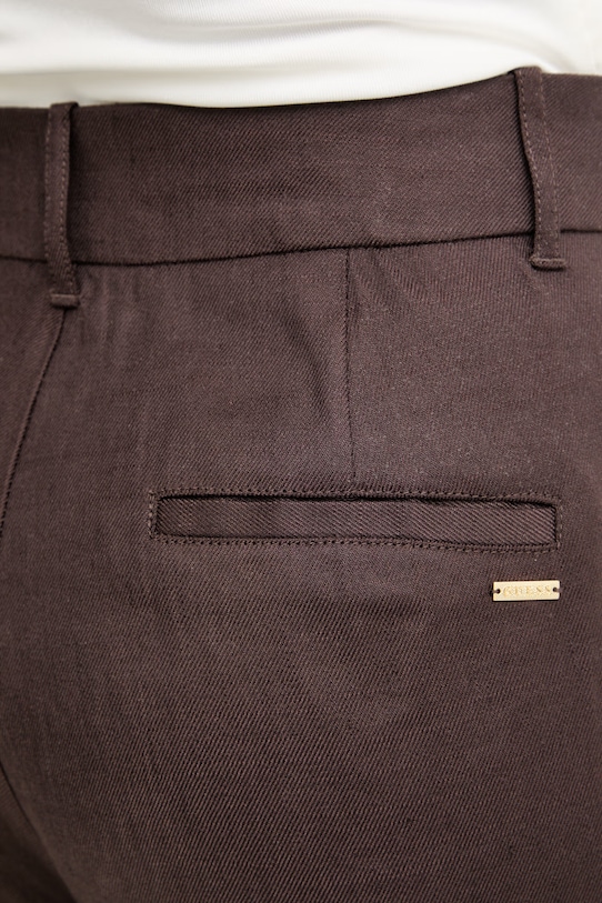 Guess παντελόνι ίσιο γυναικείο με λινό CARLA καφέ W6GB43.W2840