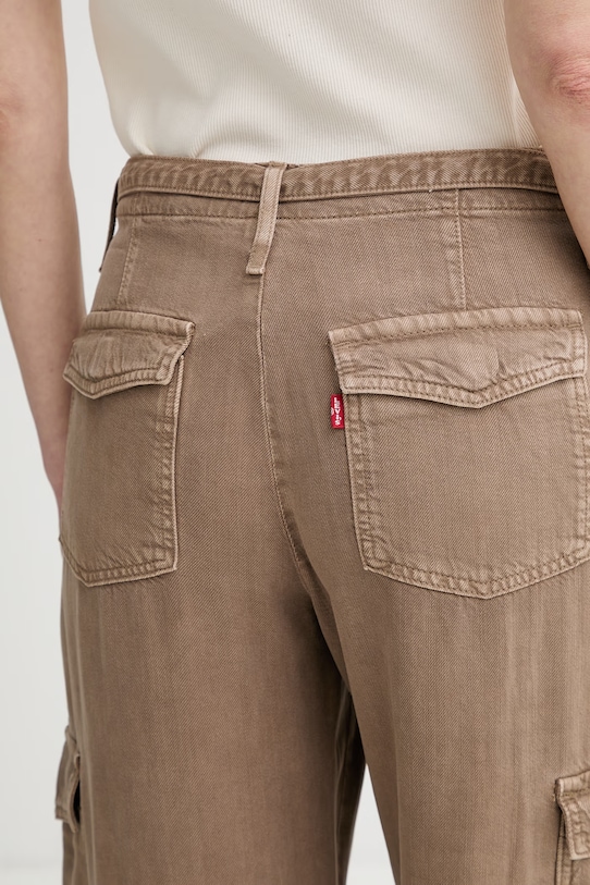 Levi's spodnie damskie z lyocellem BAGGY DAD CARGO 003IN.0006 brązowy