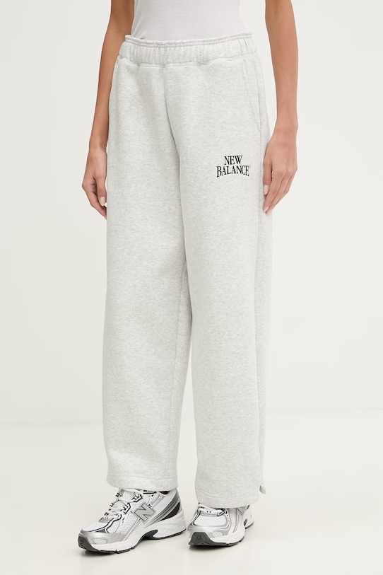 New Balance spodnie dresowe damskie Fleece szary WB61W1DZAHH
