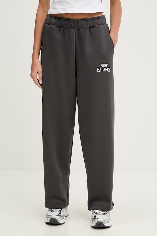 New Balance spodnie dresowe damskie Fleece szary WB61W1DZABR