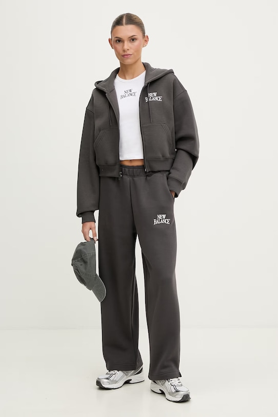 New Balance spodnie dresowe damskie Fleece WB61W1DZABR szary SS26