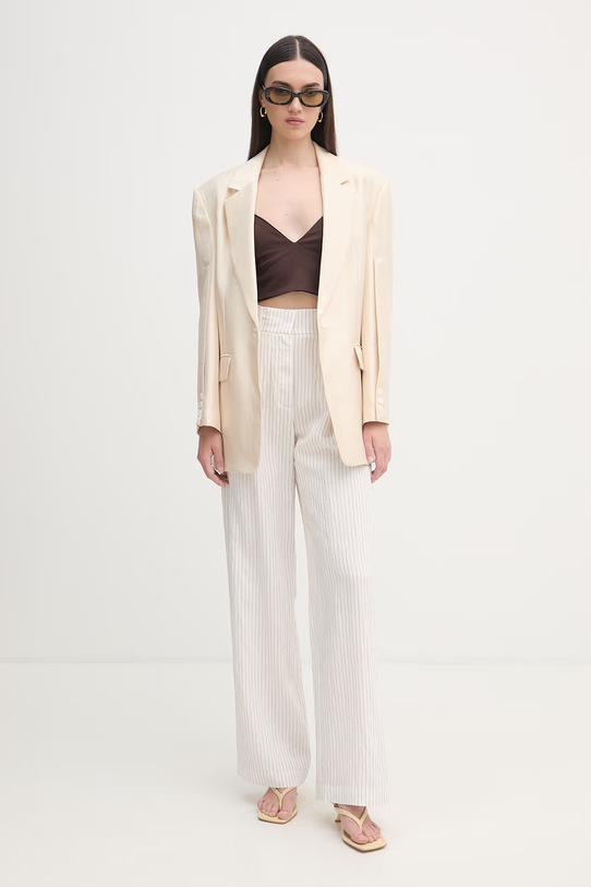 Patrizia Pepe spodnie damskie z wiskozą 2P1782.A766 biały SS26