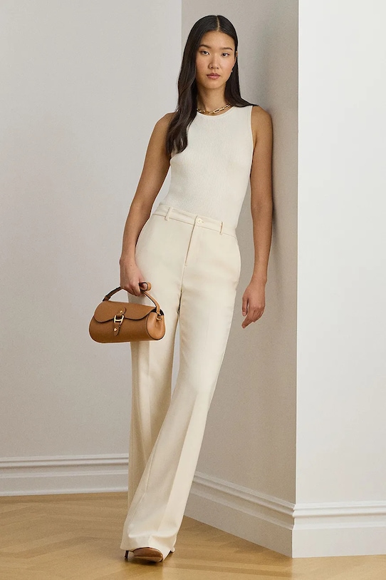 Odzież Lauren Ralph Lauren spodnie straight damskie 200P08857 beżowy