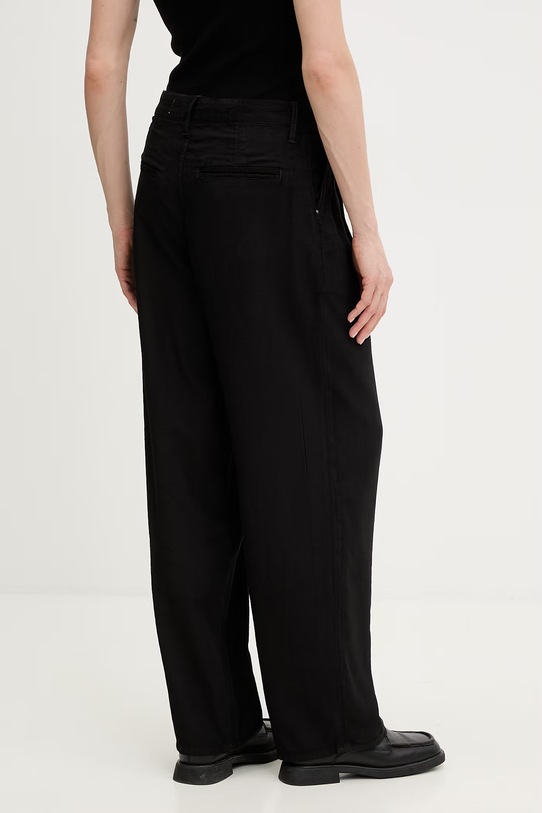 Odzież G-Star spodnie damskie z wiskozy Pleated chino D29111.E393 czarny