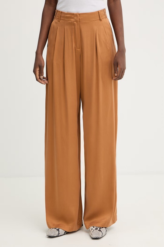 Nohavice s prímesou hodvábu MAX&Co. MCOPOGGIO látka hnedá 2616131013200