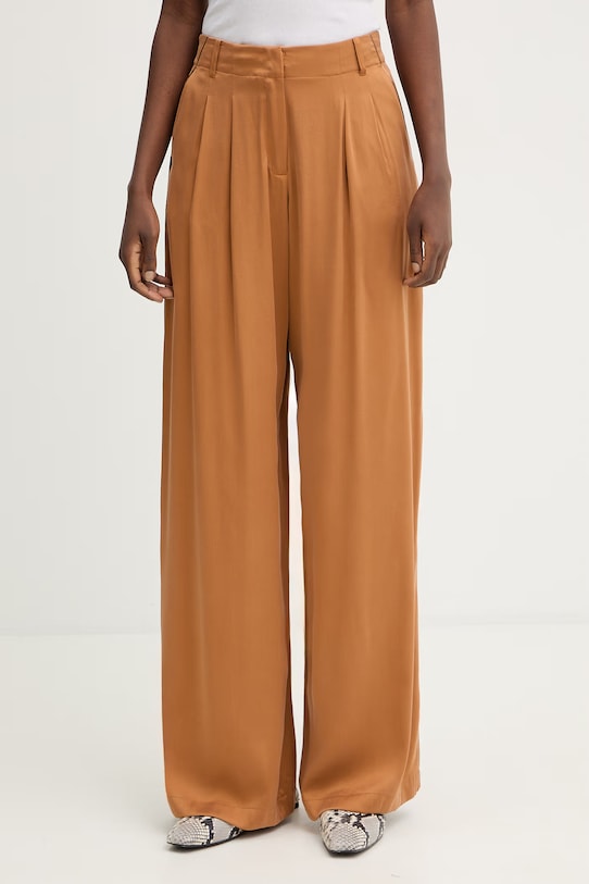 Nohavice s prímesou hodvábu MAX&Co. MCOPOGGIO látka hnedá 2616131013200