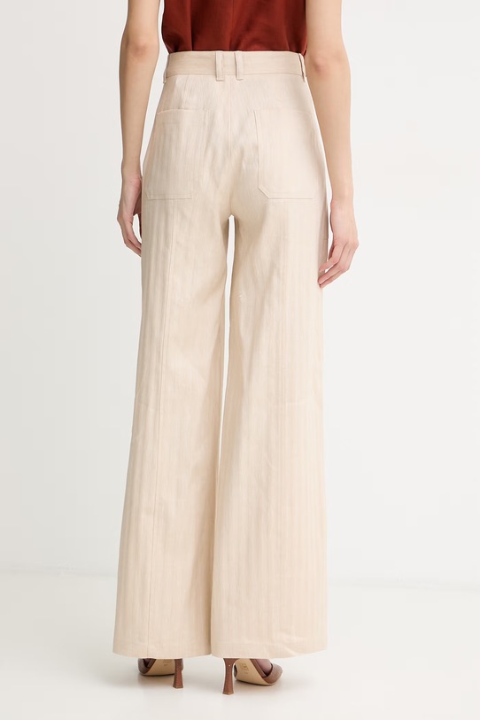 Oblečenie Max&Co. nohavice dámske s ľanom MCOGIURATO 2616131034200 béžová