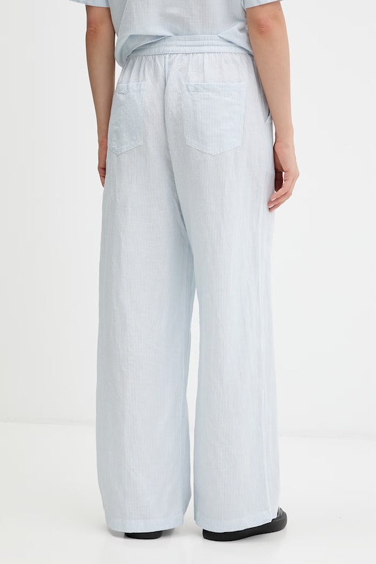 Odzież Tommy Jeans spodnie damskie z lnem DW0DW22285 niebieski