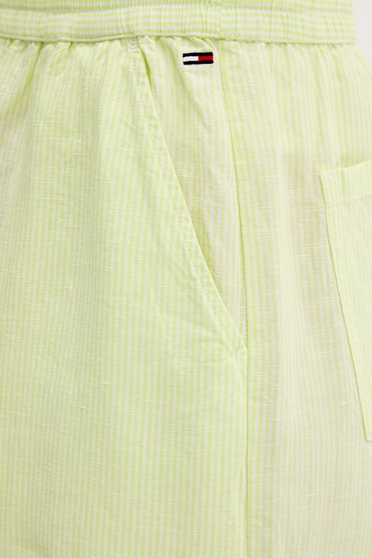 Tommy Jeans spodnie damskie z lnem zielony DW0DW22285