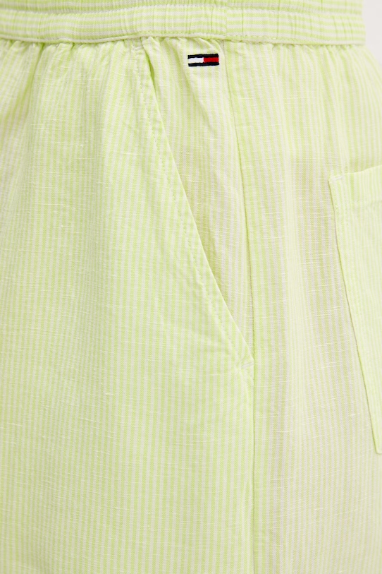 Tommy Jeans nohavice dámske s ľanom zelená DW0DW22285