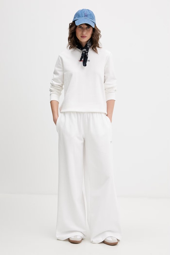 Tommy Jeans Παντελόνι επίσημο γυναικείο βαμβακερό DW0DW22735 μπεζ SS26