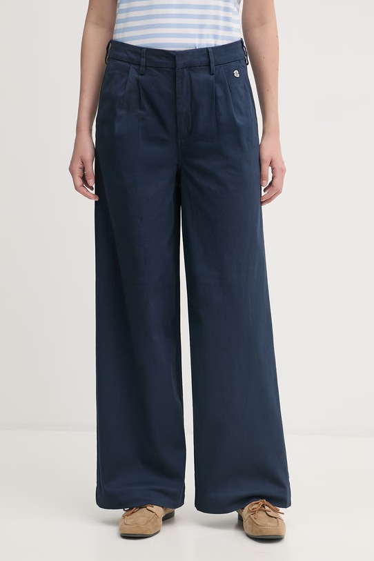 U.S. Polo Assn. spodnie damskie z bawełną FULL LENGTH WIDE LEG granatowy WUP2260