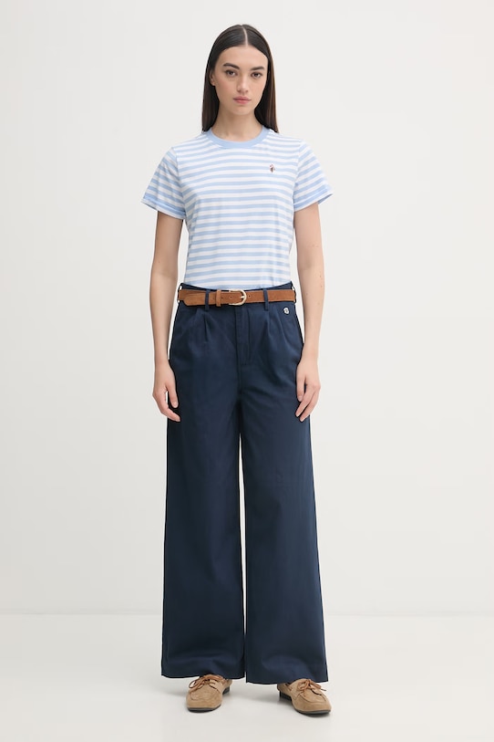 U.S. Polo Assn. dámske nohavice s bavlnou FULL LENGTH WIDE LEG WUP2260 tmavomodrá SS26