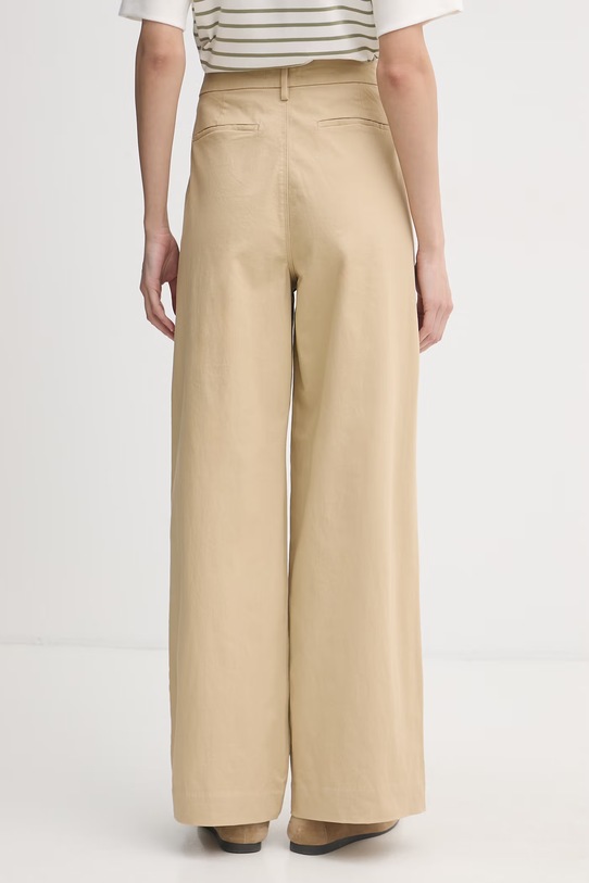 Oblečenie U.S. Polo Assn. dámske nohavice s bavlnou FULL LENGTH WIDE LEG WUP2260 béžová