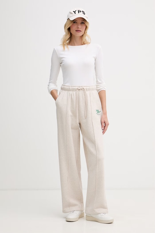 Tommy Hilfiger dámske bavlnené teplákové nohavice WW0WW50783 béžová SS26