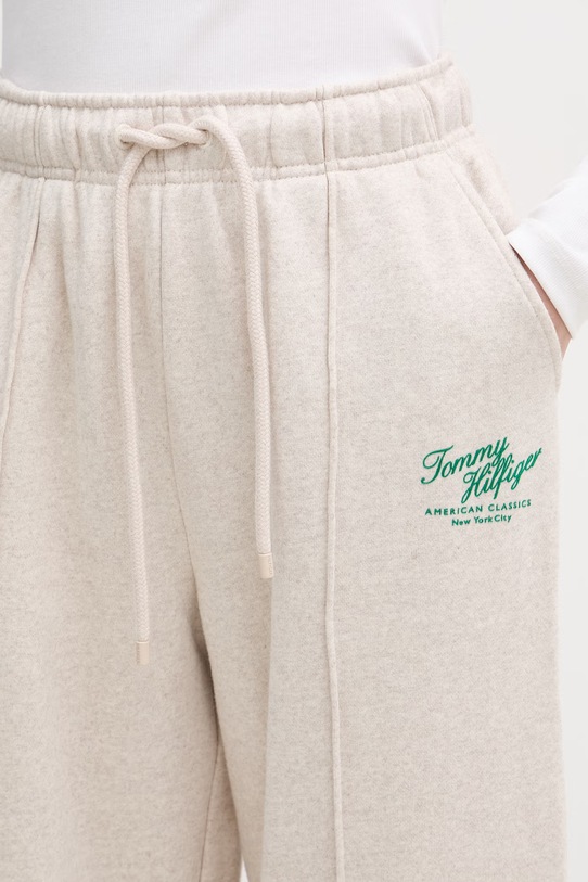 Tommy Hilfiger dámske bavlnené teplákové nohavice béžová WW0WW50783