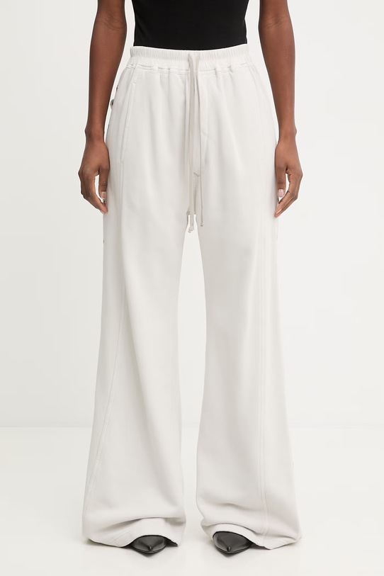 Rick Owens DRKSHDW Wide Pusher spodnie dresowe bawełniane damskie beżowy DS01F4336.F