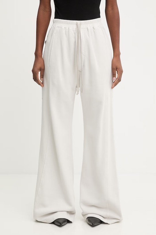 Rick Owens DRKSHDW Wide Pusher spodnie dresowe bawełniane damskie beżowy DS01F4336.F