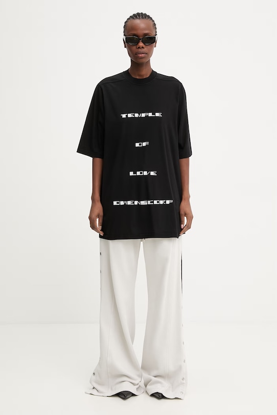 Rick Owens DRKSHDW Wide Pusher spodnie dresowe bawełniane damskie DS01F4336.F beżowy