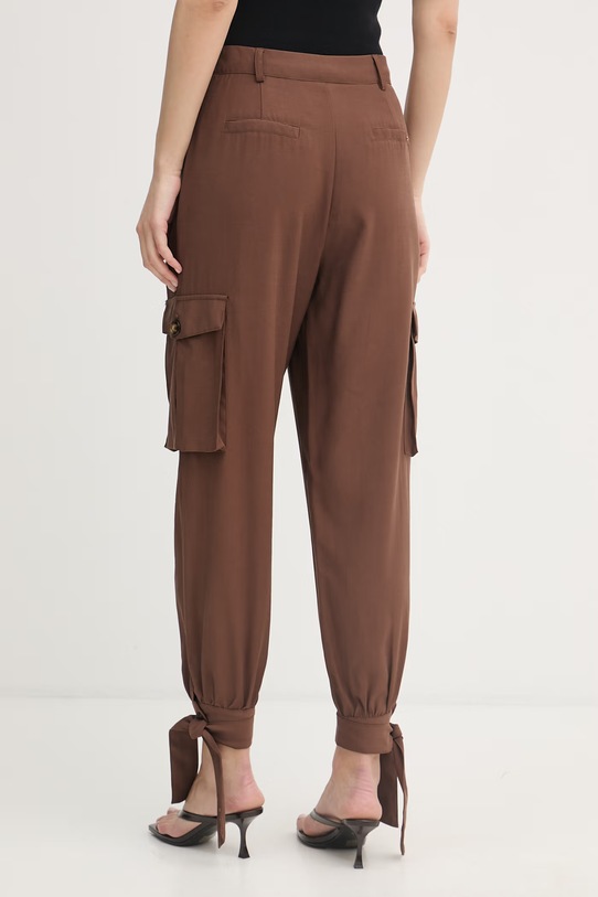 Odzież Gaudi spodnie cargo damskie z wiskozy 611FD25016 brązowy