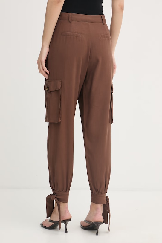 Odzież Gaudi spodnie cargo damskie z wiskozy 611FD25016 brązowy