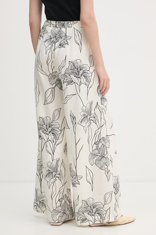 Odzież Gaudi spodnie palazzo damskie z lnem 611FD25020 beżowy