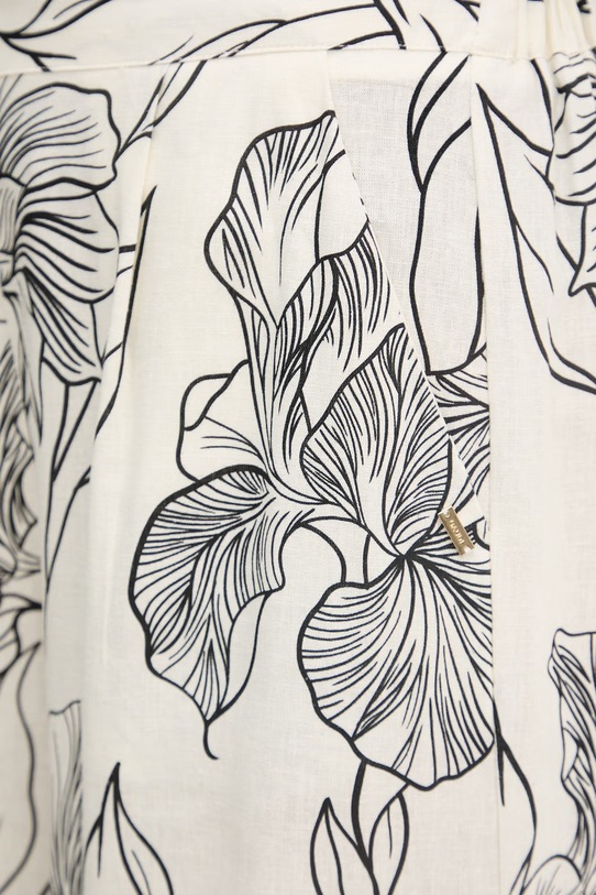 Gaudi spodnie palazzo damskie z lnem beżowy 611FD25020