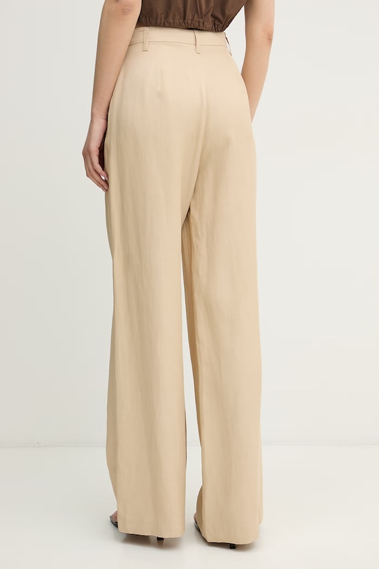 Odzież Gaudi spodnie straight damskie z wiskozą 611FD25025 beżowy