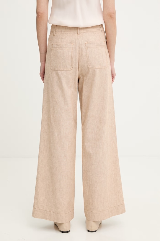Odzież Sessun spodnie wide leg damskie bawełniane 26207004 beżowy