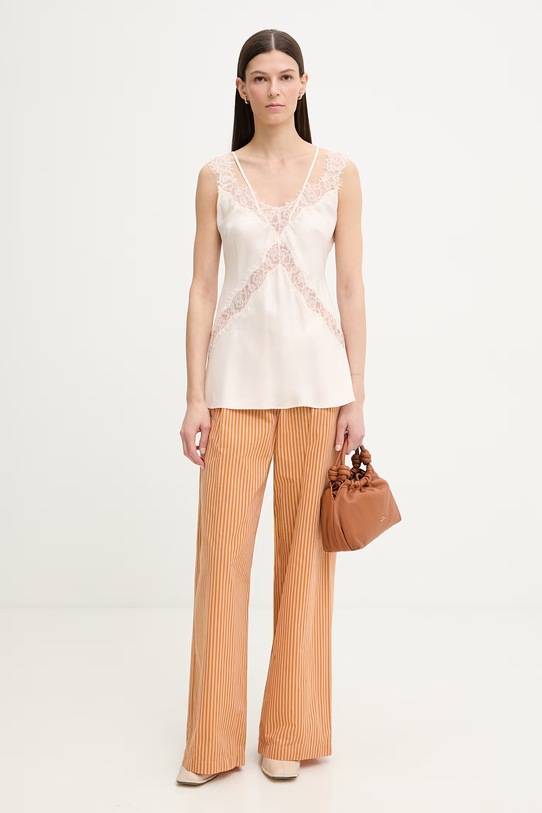 Sessun spodnie wide leg damskie bawełniane 26207029 pomarańczowy SS26